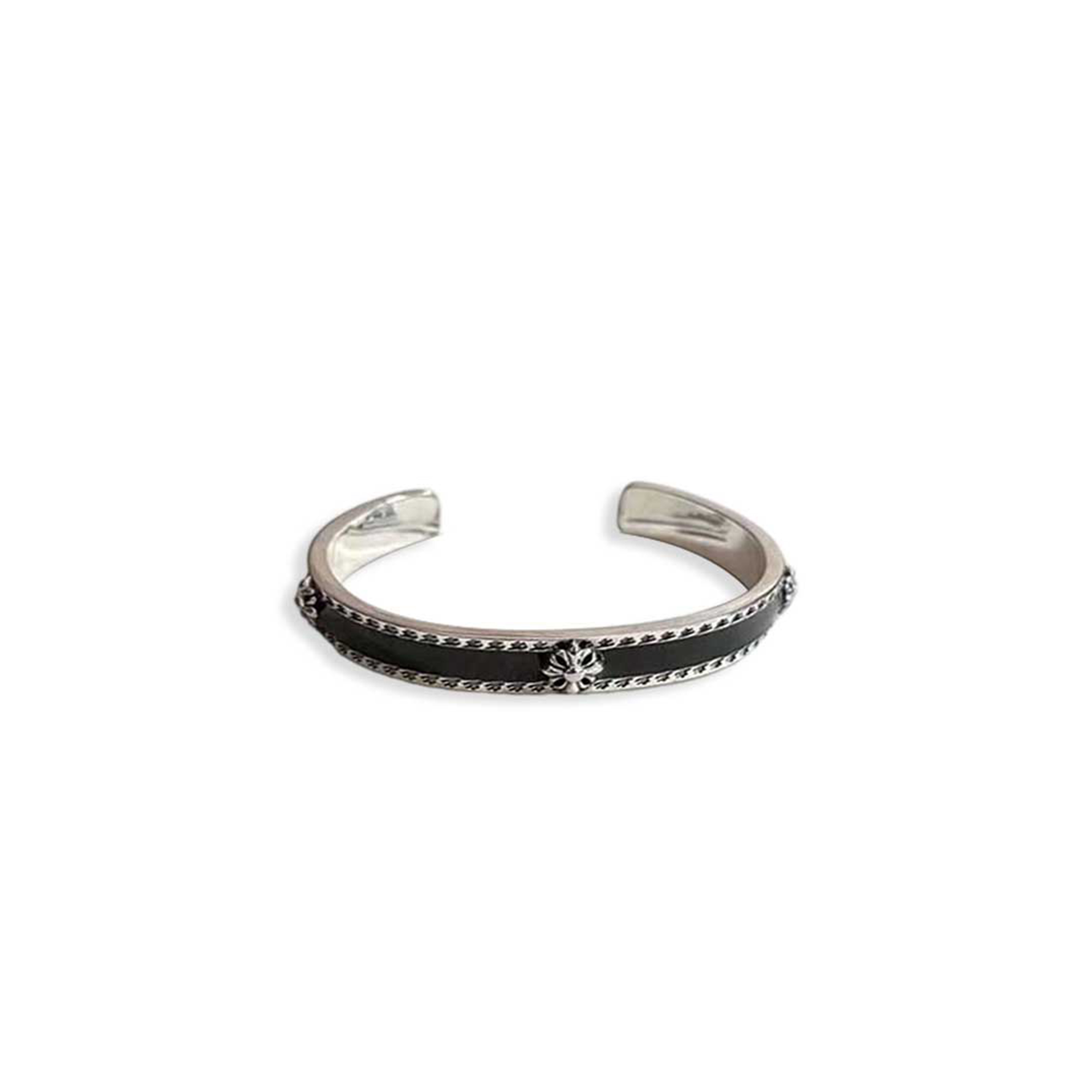 Ch*0me He**ts black enamel cross open bracelet